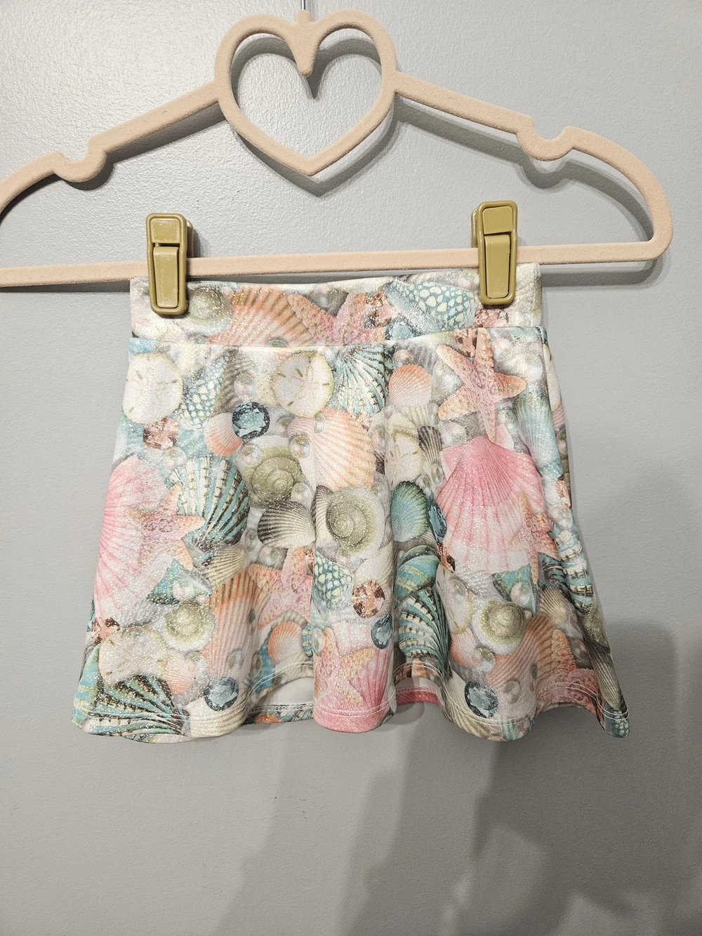 *Vintage* Justice Multicolor Seashell Skirt with Glitter Accent